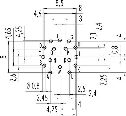 导体结构 M16 针头法兰座, 极数: 16, 非屏蔽, THT, IP67, UL 2238, M18x0,75, 後壁安裝