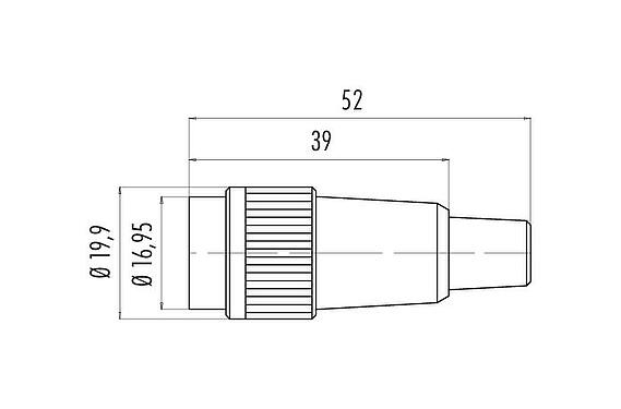 比例图 99 0646 02 08 - 卡扣式 直头孔头电缆连接器, 极数: 8, 6.0-8.0mm, 非屏蔽, 焊接, IP40