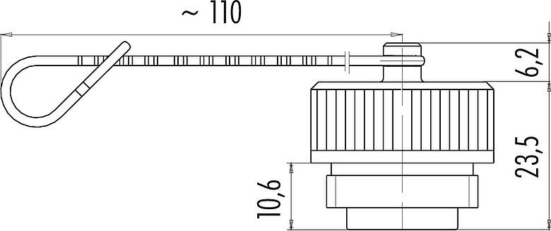 Scale drawing Protecting cap, IP67, for female cable connector