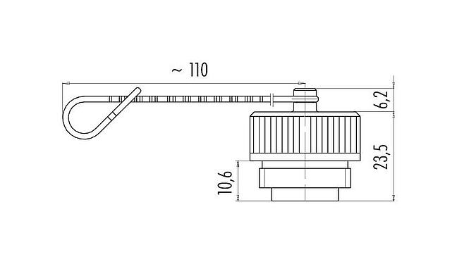 Scale drawing Protecting cap, IP67, for female cable connector