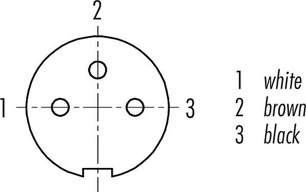 联系安排 (外掛程式側) M9 弯角孔头电缆连接器, 极数: 3, 屏蔽, 预铸电缆, IP67, PUR, 黑色, 5x0.25mm², 2m