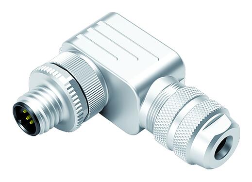 Illustration M12 Male angled connector, Contacts: 5, 6.0-8.0 mm, shieldable, wire clamp, IP67, with shielding ring