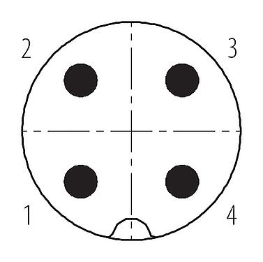 联系安排 (外掛程式側) 09 0441 90 04 - M18 针头法兰座, 极数: 4, 非屏蔽, THT, IP67, 板前安装