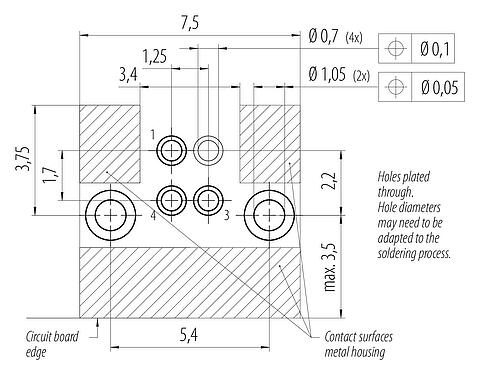 Conductor layout M5 Female angled panel mount connector, Contacts: 3, shieldable, solder, IP68, UL 2238, Rear mounting, potted