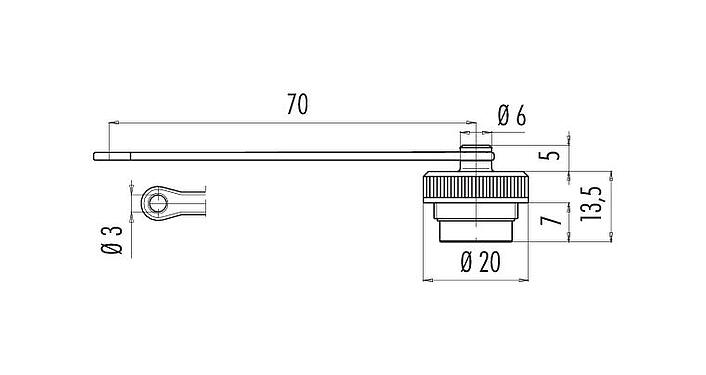 Scale drawing Protecting cap, IP67, for female panel mount connector