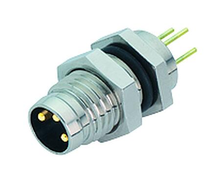 Illustration 86 6119 1100 00003 - M8 Male panel mount connector, Contacts: 3, unshielded, THT, IP67, UL, Front mounting