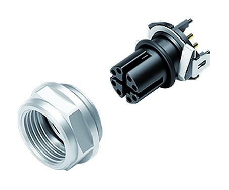 Illustration M12 Female panel mount connector, Contacts: 8, shieldable, SMT, IP68, M14x1.0, Rear mounting