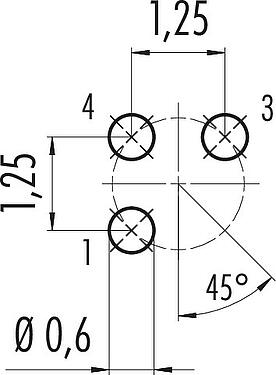 导体结构 M5 针头法兰座, 极数: 3, 非屏蔽, THT, IP67, UL 2238, M5x0.5, 後壁安裝, 模压成型
