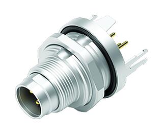 M9 Male panel mount connector, Contacts: 3, shieldable, THT, IP67, M12x0.5, Rear mounting, potted