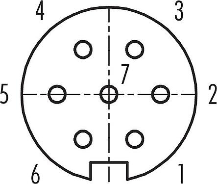 Contact arrangement (Plug-in side) Bayonet Female panel mount connector, Contacts: 7, unshielded, solder, IP40, M18x0,75, Front mounting