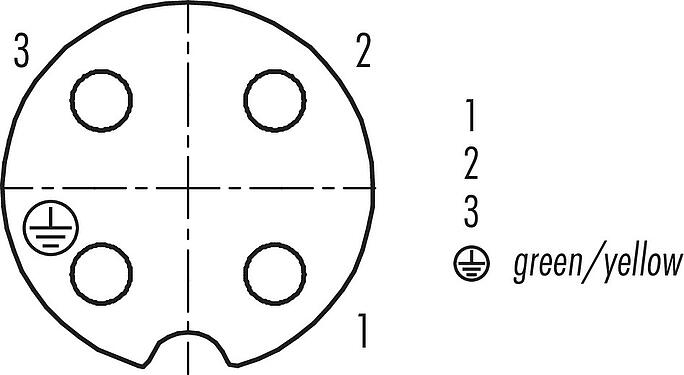 联系安排 (外掛程式側) RD24 孔头法兰座, 极数: 3+PE, 非屏蔽, 螺钉接线, IP67, UL, ESTI+, VDE, 板前安装