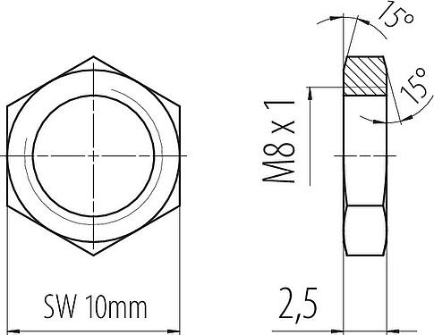 Scale drawing 01 1188 001 - M8 - mounting nut M8x1,0
