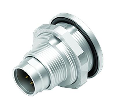 Illustration M9 Male panel mount connector, Contacts: 8, unshielded, solder, IP67, M12x0.5, Rear mounting, potted