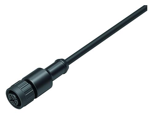 插图 M12 直头孔头电缆连接器, 极数: 12, 非屏蔽, 预铸电缆, IP68/IP69K, UL 2238, PUR, 黑色, 12x0.25mm², 5m