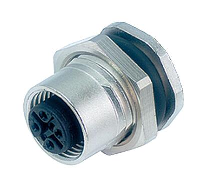 Illustration 86 0632 1002 00004 - M12 Female panel mount connector, Contacts: 4, unshielded, solder, IP68, UL, M16x1.5, front fastened