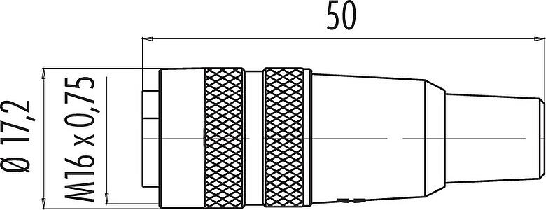 比例图 M16 直头孔头电缆连接器, 极数: 4 (04-a), 6.0-8.0mm, 非屏蔽, 焊接, IP40