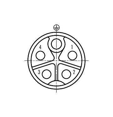 联系安排 (外掛程式側) 99 0700 58 05 - M12 弯角孔头电缆连接器, 极数: 4+PE, 8.0-13.0mm, 非屏蔽, 螺钉接线, IP67, UL