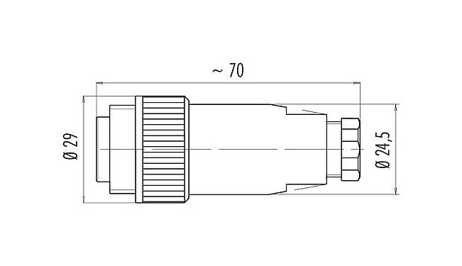 Scale drawing RD24 Male cable connector, Contacts: 3+PE, 6.0-9.0 mm, unshielded, screw clamp, IP67, UL, ESTI+, VDE, PG 9