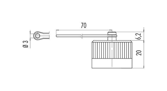 Scale drawing Protecting cap, IP67, for male panel mount connector