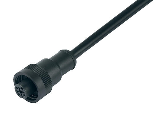 插图 79 0232 20 04 - RD24 直头孔头电缆连接器, 极数: 3+PE, 非屏蔽, 预铸电缆, IP67, PVC, 黑色, 4x1.50mm², 2m