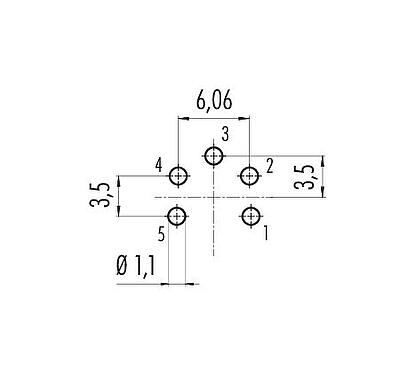 导体结构 09 0115 99 05 - M16 针头法兰座, 极数: 5 (05-a), 非屏蔽, THT, IP67, UL, 板前安装