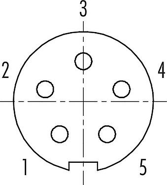 联系安排 (外掛程式側) Push Pull 孔头法兰座, 极数: 5, 可接屏蔽, 焊接, IP67, M14x0,5, 後壁安裝
