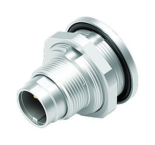 M9 Male panel mount connector, Contacts: 3, unshielded, solder, IP67, M12x0.5, Rear mounting, potted