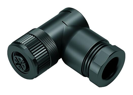 Illustration M12 Male duo connector - female angled connector, Contacts: 4, 2.1-3.0 mm (2 cable) or 4-5 mm (2 cable), unshielded, screw clamp, IP67