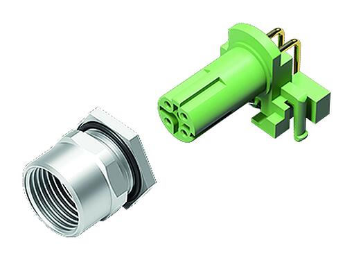 Illustration M12 Female panel mount connector, Contacts: 4, shieldable, THR, IP67, UL 2238, M12x1.0, Rear mounting