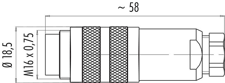 比例图 99 5101 00 02 - 直头针头电缆连接器, 极数: 2 (02-a), 4.0-6.0mm, 可接屏蔽, 焊接, IP67, UL
