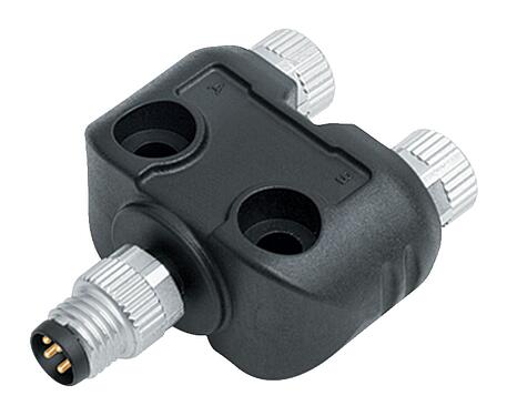 Illustration M8 Twin distributors Y-distributor, male connector - 2 female connector, Contacts: 4/3, unshielded, pluggable, IP67, UL 2238