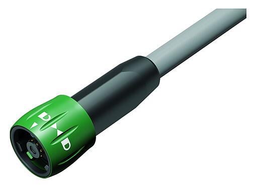Illustration 77 6075 0000 20008-0200 - Bayonet Male cable connector, Contacts: 8, unshielded, solder, IP67, PVC, grey, 8 x 0.25 mm², 2 m