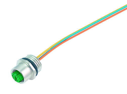 Illustration 76 0136 0011 00404-0200 - M12 Female panel mount connector, Contacts: 4, unshielded, single wires, IP67, UL, PG 9