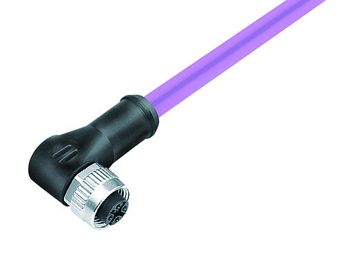 Illustration 77 2534 0000 50705-1000 - M12 Female angled connector, Contacts: 5, shielded, moulded on the cable, IP67, CAN-Bus, PUR, violet, 1 x 2 x AWG 22 + 1 x 2 x AWG 24, 10 m