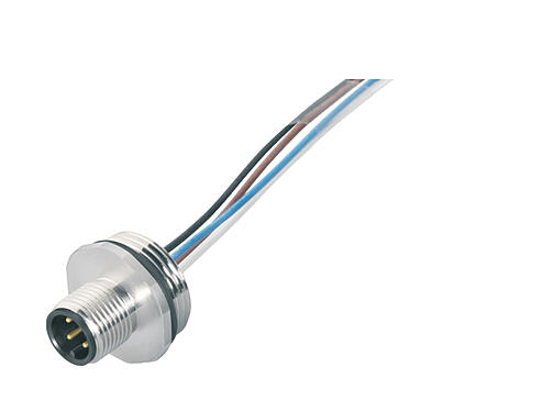 Illustration 76 0331 0111 00012-0200 - M12 Male panel mount connector, Contacts: 12, unshielded, single wires, IP68, UL, PG 13.5
