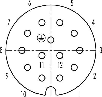 联系安排 (外掛程式側) RD30 弯角孔头电缆连接器, 极数: 12+PE, 12.0-14.0mm, 非屏蔽, 焊接, IP65