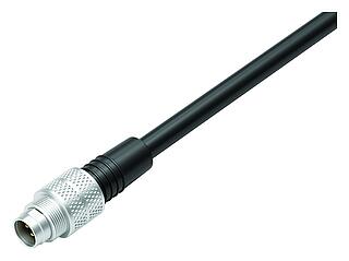 M9 Male cable connector, Contacts: 5, unshielded, moulded on the cable, IP67, PUR, black, 5 x 0.25 mm², 5 m