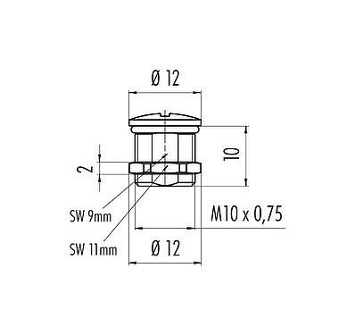Scale drawing Blind plug / Dummy plug, IP67, alternatively with surface as anti-twist protection