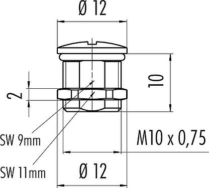 Scale drawing Blind plug / Dummy plug, IP67, alternatively with surface as anti-twist protection