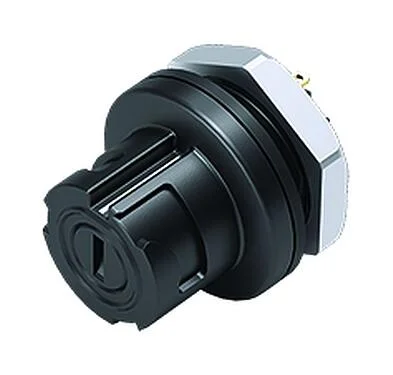 Illustration Bayonet Female panel mount connector, Contacts: 5, unshielded, solder, IP54 unplugged, M13x1,0, Front mounting