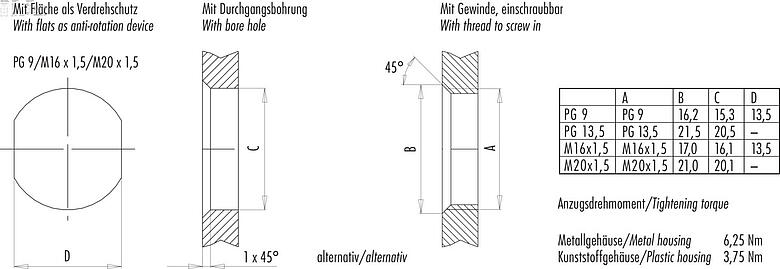 安装说明 M12 针头法兰座, 极数: 4, 非屏蔽, 焊接, IP67, M12x0.5, 板前安装