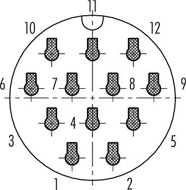 联系安排 (外掛程式側) 卡扣式 直头针头电缆连接器, 极数: 12, 7.0-13.0mm, 非屏蔽, 压接(压接触点必须单独订购), IP68/IP69K, UL 2238, VDE, UV-Beständig