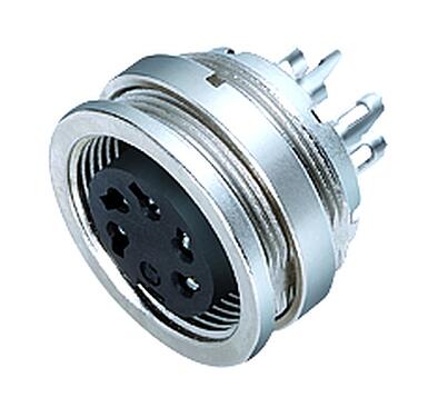 Illustration 09 0312 09 04 - M16 IP40 Female panel mount connector, Contacts: 4 (04-a), unshielded, solder, IP40