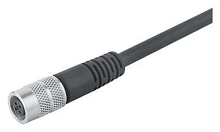 M9 Female cable connector, Contacts: 3, shielded, moulded on the cable, IP67, PUR, black, 5 x 0.25 mm², 2 m