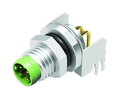 Illustration 86 6321 1121 00404 - M8 Male angled panel mount connector, Contacts: 4, shieldable, THT, IP67