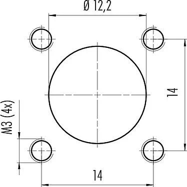 安装说明 M12 针头方型法兰座, 极数: 4, 非屏蔽, 带导线, IP69k, IP68, IP67, UL 2238, M3 (4x), 板前安装, 矩形外壳 20mm, 可定位的编码排列