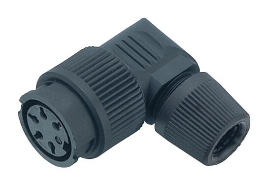 Illustration Bayonet Female angled connector, Contacts: 2, 6.0-8.0 mm, unshielded, solder, IP40