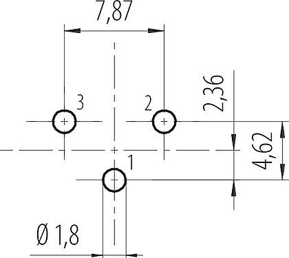 导体结构 7/8" 孔头法兰座, 极数: 2+PE, 非屏蔽, THT, IP68, UL 2238, VDE, 後壁安裝, 模压成型