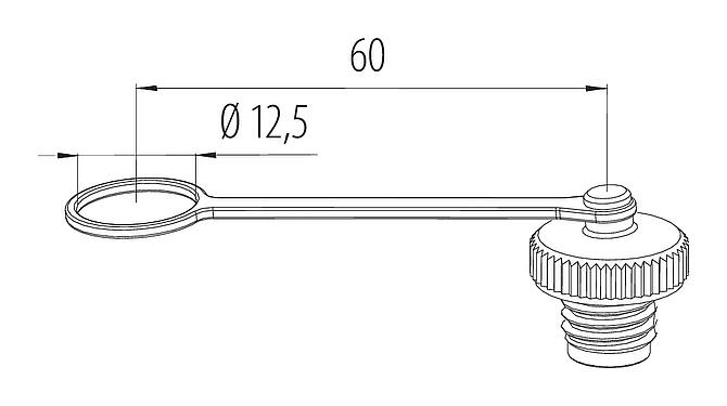 Scale drawing Protecting cap, IP67, for female connector
