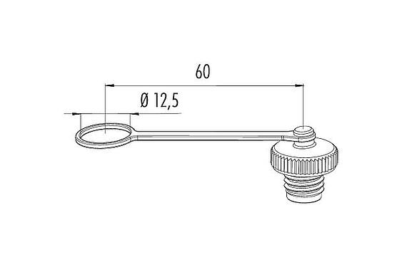 Scale drawing 08 2677 000 000 - M12-A/B/D/K/K/L/S/T/US/X - Protective cap for flange socket; Series 713/715/763/766/813/814/815/825/866/876